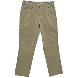 Carhartt Relaxed Fit Work Pants Men 31x32 Khaki Cotton Spandex Stretch Canvas